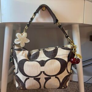 (SOLD) Rare Y2K Coach Cream Carly Bag with Brown Monograming